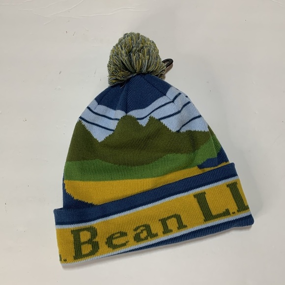 L.L. Bean Katahdin Pom Pom Hat Yellow Ochre, Kelp Green NWT - Picture 2 of 9